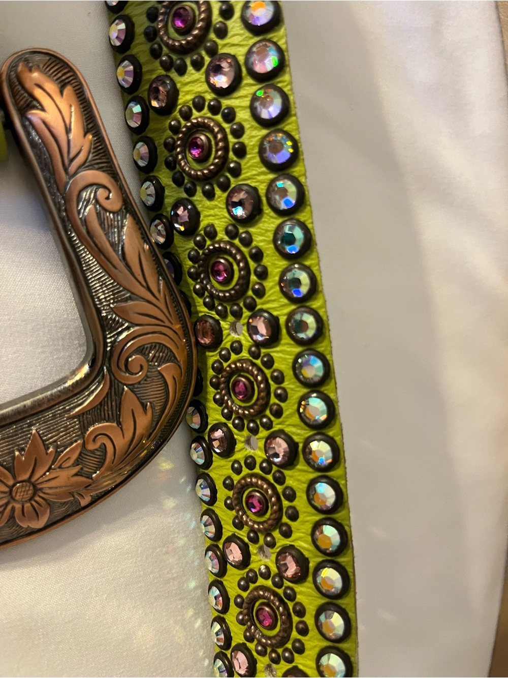 Kippys Lime Green Studded Western Crystal Belt - Picture 4 of 16